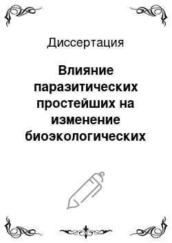 Диссертация: Влияние паразитических простейших на изменение биоэкологических свойств участников микробоценоза кишечника