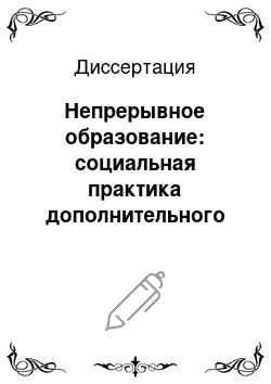 Диссертация: Непрерывное образование: социальная практика дополнительного профессионального образования