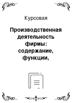 Курсовая: Производственная деятельность фирмы: содержание, функции, результаты