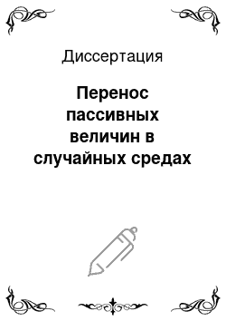 Диссертация: Перенос пассивных величин в случайных средах