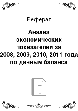 Реферат: Анализ экономических показателей за 2008, 2009, 2010, 2011 года по данным баланса исполнения бюджета Фонда регионального отделения