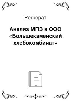 Реферат: Анализ МПЗ в ООО «Большекаменский хлебокомбинат»