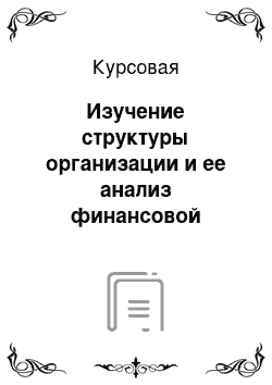 Курсовая: Изучение структуры организации и ее анализ финансовой деятельности