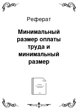 Реферат: Минимальный размер оплаты труда и минимальный размер заработной платы