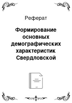 Реферат: Формирование основных демографических характеристик Свердловской области в первой половине XX века (исторический аспект)