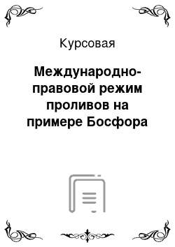 Курсовая: Международно-правовой режим проливов на примере Босфора