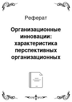 Реферат: Организационные инновации: характеристика перспективных организационных форм