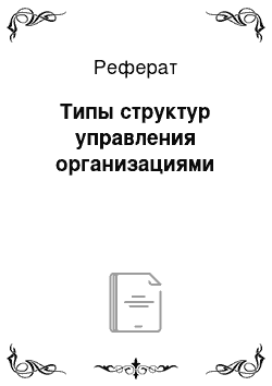 Реферат: Типы структур управления организациями