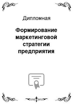 Дипломная: Формирование маркетинговой стратегии предприятия