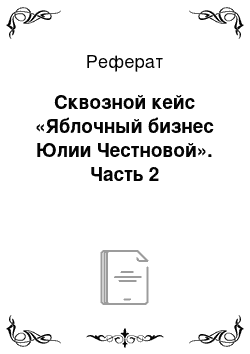 Реферат: Сквозной кейс «Яблочный бизнес Юлии Честновой». Часть 2