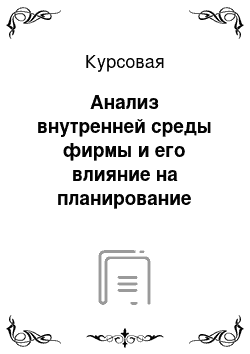 Курсовая: Анализ внутренней среды фирмы и его влияние на планирование деятельности фирмы