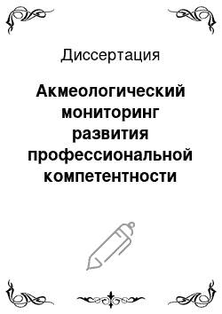 Диссертация: Акмеологический мониторинг развития профессиональной компетентности руководителей