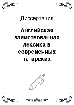 Диссертация: Английская заимствованная лексика в современных татарских средствах масоовой информации