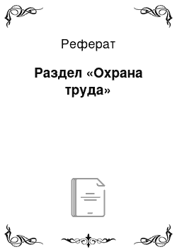 Реферат: Раздел «Охрана труда»