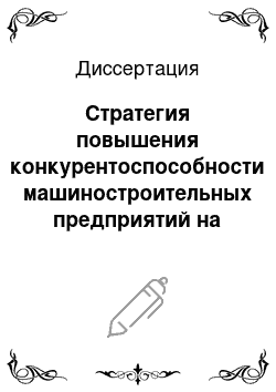 Диссертация: Стратегия повышения конкурентоспособности машиностроительных предприятий на региональном рынке