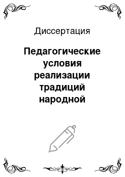 Диссертация: Педагогические условия реализации традиций народной педагогики в подготовке старшеклассников к семейной жизни: На примере сельских школ Республики Башкортостан