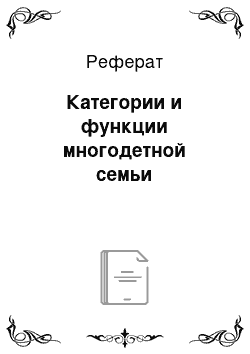 Реферат: Категории и функции многодетной семьи