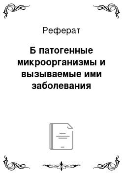 Реферат: Б патогенные микроорганизмы и вызываемые ими заболевания