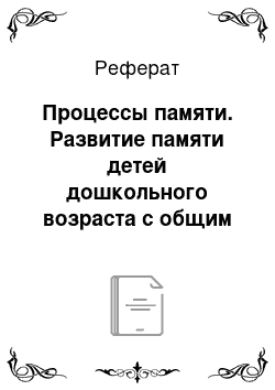 Реферат: Процессы памяти. Развитие памяти детей дошкольного возраста с общим недоразвитием речи