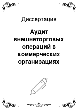 Диссертация: Аудит внешнеторговых операций в коммерческих организациях Российской Федерации