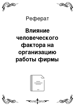 Реферат: Влияние человеческого фактора на организацию работы фирмы