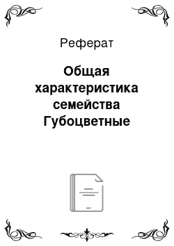 Реферат: Общая характеристика семейства Губоцветные