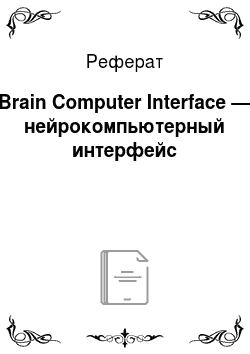 Реферат: Brain Computer Interface — нейрокомпьютерный интерфейс