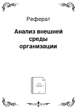 Реферат: Анализ внешней среды организации