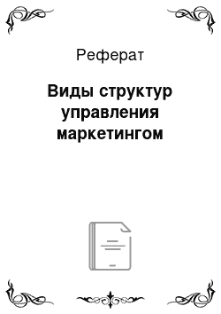 Реферат: Виды структур управления маркетингом