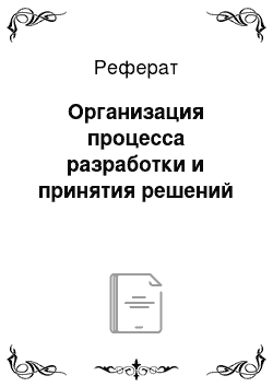 Реферат: Организация процесса разработки и принятия решений