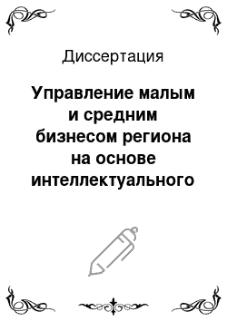 Диссертация: Управление малым и средним бизнесом региона на основе интеллектуального сервиса