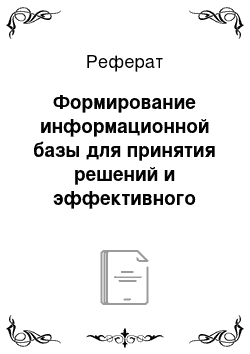 Реферат: Формирование информационной базы для принятия решений и эффективного руководства