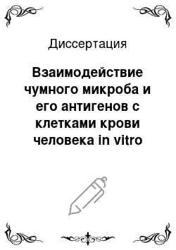 Диссертация: Взаимодействие чумного микроба и его антигенов с клетками крови человека in vitro