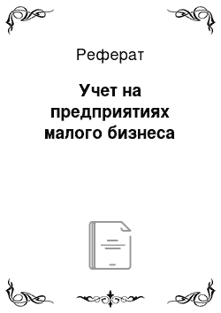 Реферат: Учет на предприятиях малого бизнеса