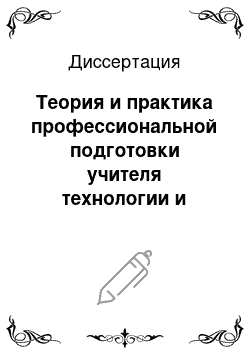 Диссертация: Теория и практика профессиональной подготовки учителя технологии и предпринимательства в вузе