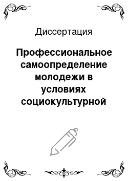 Диссертация: Профессиональное самоопределение молодежи в условиях социокультурной трансформации российского общества