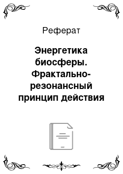 Реферат: Энергетика биосферы. Фрактально-резонансный принцип действия