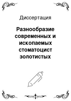 Диссертация: Разнообразие современных и ископаемых стоматоцист золотистых водорослей некоторых водоемов Азии и их стратиграфическое значение