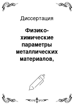 Диссертация: Физико-химические параметры металлических материалов, используемых в дизайне предметов окружающей среды