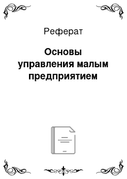 Реферат: Основы управления малым предприятием