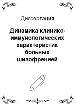 Диссертация: Динамика клинико-иммунологических характеристик больных шизофренией протекающей с преобладанием негативных расстройств, при различных схемах лечения