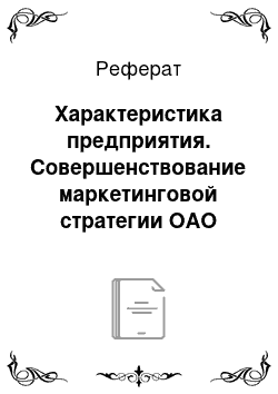 Реферат: Характеристика предприятия. Совершенствование маркетинговой стратегии ОАО "КАМАЗ"