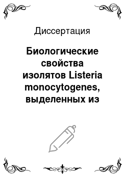 Диссертация: Биологические свойства изолятов Listeria monocytogenes, выделенных из различных объектов и территорий