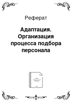 Реферат: Адаптация. Организация процесса подбора персонала