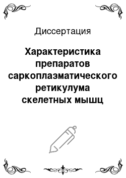 Диссертация: Характеристика препаратов саркоплазматического ретикулума скелетных мышц сусликов Spermophilus undulatus