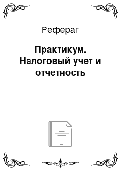 Реферат: Практикум. Налоговый учет и отчетность