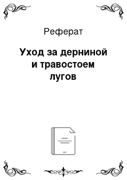 Реферат: Уход за дерниной и травостоем лугов