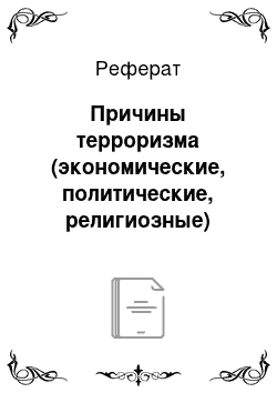 Реферат: Причины терроризма (экономические, политические, религиозные)