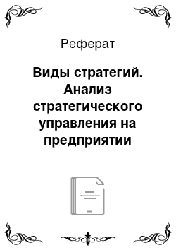 Реферат: Виды стратегий. Анализ стратегического управления на предприятии "Уральский союз"