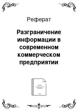 Реферат: Разграничение информации в современном коммерческом предприятии